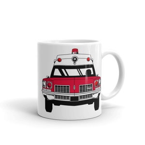 1972 Oldsmobile Cotner Bevington c/b high-top ambulance goth white glossy mug