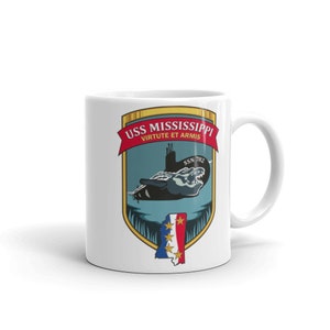 USS Mississippi SSN 782 US Navy white glossy mug submarine sub