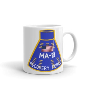 Mercury 9 MA-9 US Navy Recovery Force NASA space program white glossy mug
