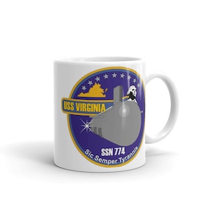 USS Virginia SSN 774 US Navy white glossy mug submarine sub