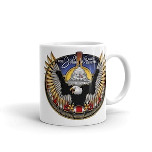 USS John Warner SSN 785 US Navy white glossy mug submarine sub