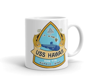 USS Hawaii SSN 776 US Navy white glossy mug submarine sub