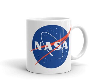 NASA space program logo white glossy mug