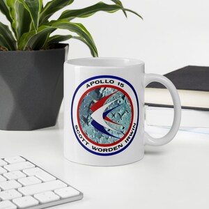 Apollo 15 Scott, Worden, Irwin white glossy mug NASA space