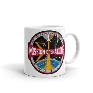 Mission Operations Control NASA space program white glossy mug