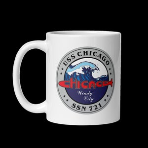 USS Chicago SSN 721 US Navy white glossy mug submarine sub
