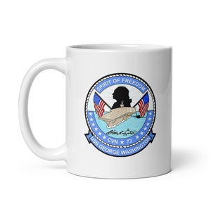 USS George Washington CVN 73 carrier US Navy white glossy mug