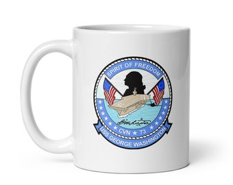 USS George Washington CVN 73 portador US Navy taza blanca brillante