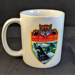 USMC HMR(L)-262 NASA Mercury 3 MR3 helicopter recovery force space program white glossy mug