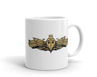 Officer surface warfare dolphins US Navy white glossy mug insignia