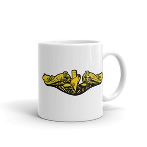 Offizier U-Boot Delfine US Navy weiße glänzende Tasse Unterabzeichen