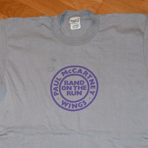 1973 WINGS / PAUL McCARTNEY Band on The Run turnê de concertos vintage camiseta de rock original rara (L/XL) Extra grande camiseta dos Beatles dos anos 70 dos anos 1970 presente