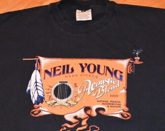 Vtg 1999 Neil Young Solo Acoustic Tour Concert T-shirt XL 90s