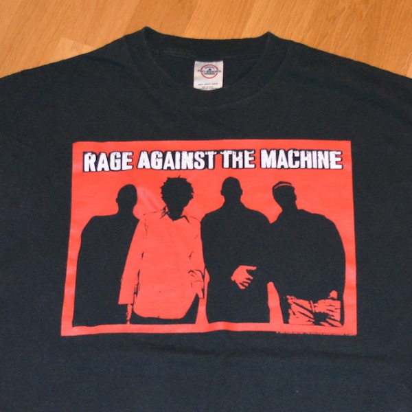 1990er Jahre RAGE AGAiNST die MACHiNE Vintage Konzert 99 Tour seltene original 90er Jahre Rock-Rap-Funk-Metal Band t-Shirt T-shirt (L) große Tom Morello