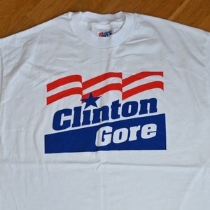 1992 CLINTON / GORE vintage original USA political tee t-shirt president campaign tshirt (L) Large 90&#39;s 1990&#39;s Bill Al Hillary Democrat
