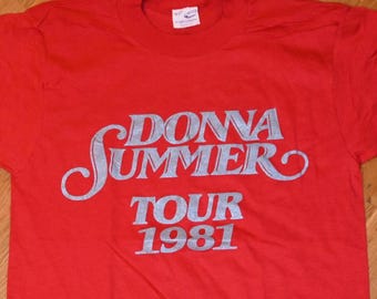 1981 DONNA SUMMER Vintage rare Disco 70er 80er Konzert Tournee-tee T-Shirt Tshirt Mint (S) Kleines Motown Soul R + B Festival Geschenk