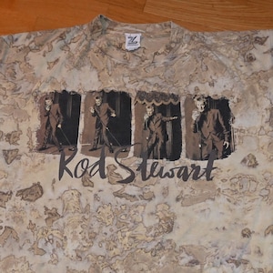1990er ROD STEWART Vintage Konzert 1998 Tour Rock Band T-Shirt (XL) X-Large Rare The Faces 90er All-Over-Print Camo Animal Tie-Dye GiFT