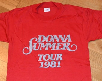 Small Motown Soul R 1981 DONNA SUMMER vintage zeldzame disco 70's 80's concert tour T-shirt T-shirt MiNT B GiFT S Kleding Gender-neutrale kleding volwassenen Tops & T-shirts T-shirts 