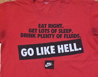 Maglietta da corsa vintage NIKE anni '90 Go Like HELL, maglietta dei Chicago Bulls Michael Jordan Scottie Pippen Dennis Rodman (L), maglietta grande anni '80