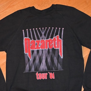 1981 NAZARETH vintage Rare! 80&#39;s original concert tour rock band sweatshirt shirt (L/XL) X-Large NAZ 1970&#39;s 70&#39;s 1980&#39;s tshirt tee GiFT