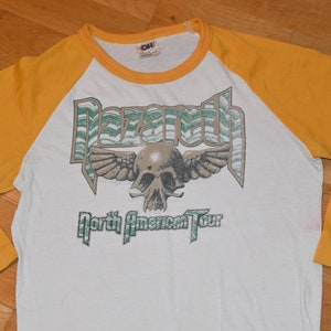 1981 NAZARETH vintage concert tour rare original rock band 3/4 jersey raglan tee shirt tshirt (S/M) Small 70&#39;s 1970&#39;s 80&#39;s GiFT