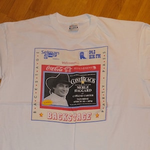 Koszulka z 1991 r. CLINT BLACK z Merle Haggardem, trasa koncertowa w stylu vintage, rzadki zespół country rockowy, rozmiar XL, USA, lata 90., koszulka vtg, prezent