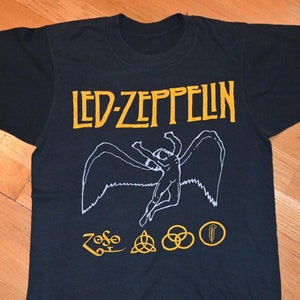 1980&#39;s LED ZEPPELIN vintage Rare! original Swan Song 70&#39;s 80&#39;s rock band tee t-shirt (M/L) Large 1970&#39;s vtg tshirt ZoSo Jimmy Page concert