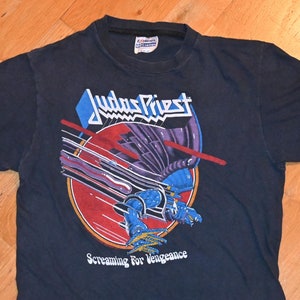 1982 JUDAS PRIEST vintage original concert 1980&#39;s Tour Metal Glam Rock Hair band tee t-shirt (S/M) Small Medium tshirt Rob Halford 80&#39;s GiFT