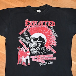 1990&#39;s THE EXPLOITED vintage Rare Pushead Punk-Rock Oi Thrash concert tour tee t-shirt (L/XL) X-Large original 80&#39;s 90&#39;s tshirt GiFT
