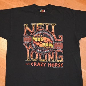 1990&#39;s NEIL YOUNG vintage original 1996-97 Tour concert rare rock Crazy Horse Band tee t-shirt (XL) X-Large 80&#39;s 90&#39;s tshirt Vtg csny Gift