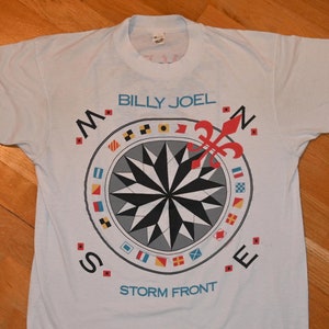1989-1990 BILLY JOEL vintage original 80&#39;s Concert Storm Front Tour rare rock band t-shirt (M/L) Large tee tshirt 1980&#39;s Piano Man
