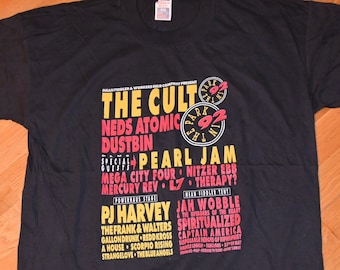 1992 PEARL JAM / The Cult / L7 / Ned's Atomic Dustbin vintage Rare 1990's Uk Rock Concert tour camiseta (XL) X-Large Vtg camiseta GiFT