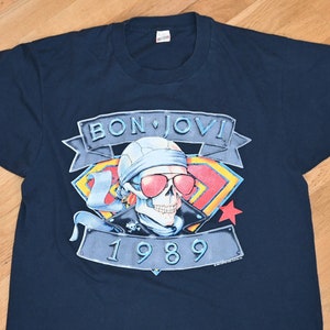 1989 BON JOVI vintage concert 80&#39;s Tour rare original rock band hair metal t-shirt tee tshirt (M/L) Large Jon 1980s GiFT New Jersey