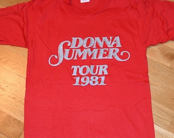 1981 DONNA SUMMER Jahrgang selten Disco 70er 80er Konzert Tournee tee T-Shirt Tshirt Mint (S / M) Medium Small Motown Soul R + B Festival Geschenk