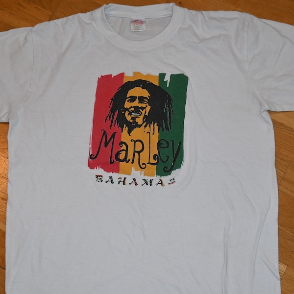 1980's BOB MARLEY vintage Rare Bahamas original tourist reggae band tee t-shirt (XL) X-Large 80's 90's peter tosh wailers concert tour GiFT