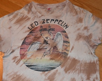 1970's LED ZEPPELIN vintage Rare! tie-dye concert tour original rock band tee t-shirt (XL) X-Large 70's Swan Song Records vtg tshirt GiFT