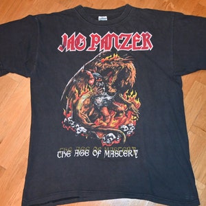 1990&#39;s JAG PANZER vintage concert 1998 Tour rare original thrash heavy metal black tee t-shirt (L/XL) X-Large 80&#39;s 90&#39;s Band tshirt Gift