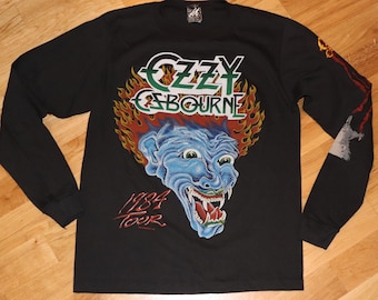 1984 OZZY OSBOURNE tattoo tee vintage rare concert tour rock metal band long-sleeve t-shirt (S/M) 80's 1980's Black Sabbath vtg tshirt GiFT