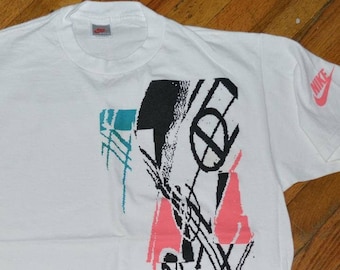 1990's NIKE Air Force One Flight David Robinson vintage neon graphiti hip-hop tee t-shirt (M/L) NBA AF1 tshirt 90's Scottie Pippen Jordan