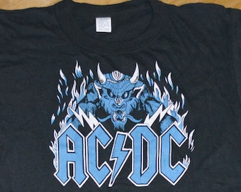 1980's AC/DC ACDC vintage concert tour 70s 80s rare original rock-n-roll metal band t-shirt tee tshirt (M) Medium Angus Young Mens Gift