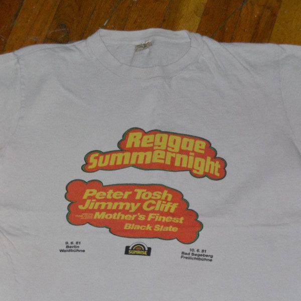 1981 PETER TOSH & JiMMY CLiFF vintage reggae concert tour rare original band t-shirt (XL) Large/X-Large 80's 1980's Mother's Finest