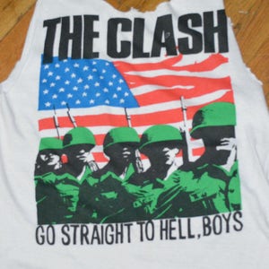 1980's THE CLASH vintage sleeveless cut-off t-shirt concert tour rare original punk rock tee tshirt M/L 5th Collumn Joe Strummer mens gift image 1