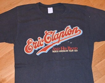 Maglietta vintage originale del tour di concerti rock di ERIC CLAPTON del 1979 (S/M) Media Piccola Rara RSO Records Anni '70 Regalo Vintage Anni '70