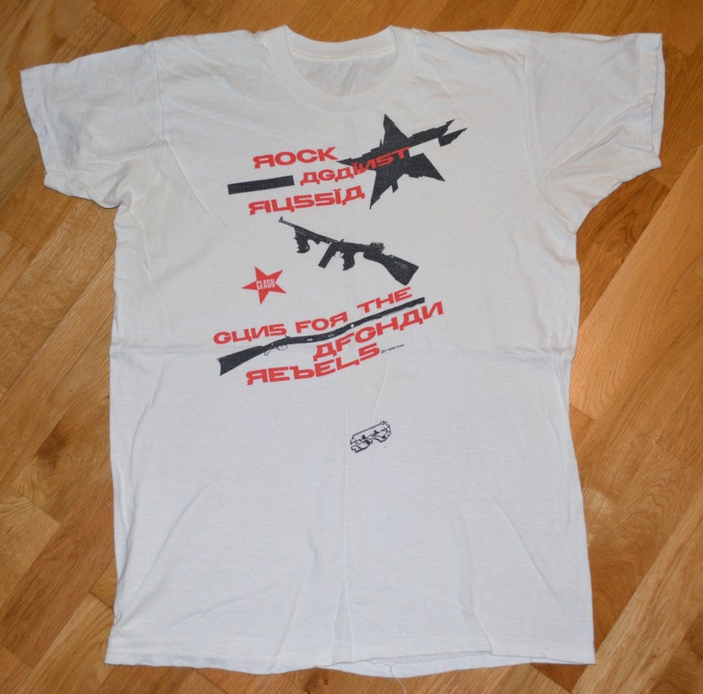 1980's The CLASH vintage t-shirt concert tour rare original punk rock Ultra Rare L/XL Rock Against Russia 80's tee tshirt GiFT image 1