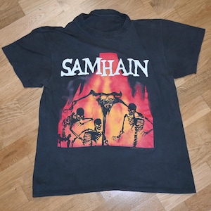 1990 SAMHAIN vintage Rare! original 80&#39;s 90&#39;s Concert Tour rock metal tee t-shirt (M/L) Large Glenn Danzig The Misfits Skeleton tshirt GiFT