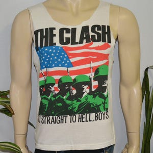 1980's THE CLASH vintage sleeveless cut-off t-shirt concert tour rare original punk rock tee tshirt M/L 5th Collumn Joe Strummer mens gift image 4