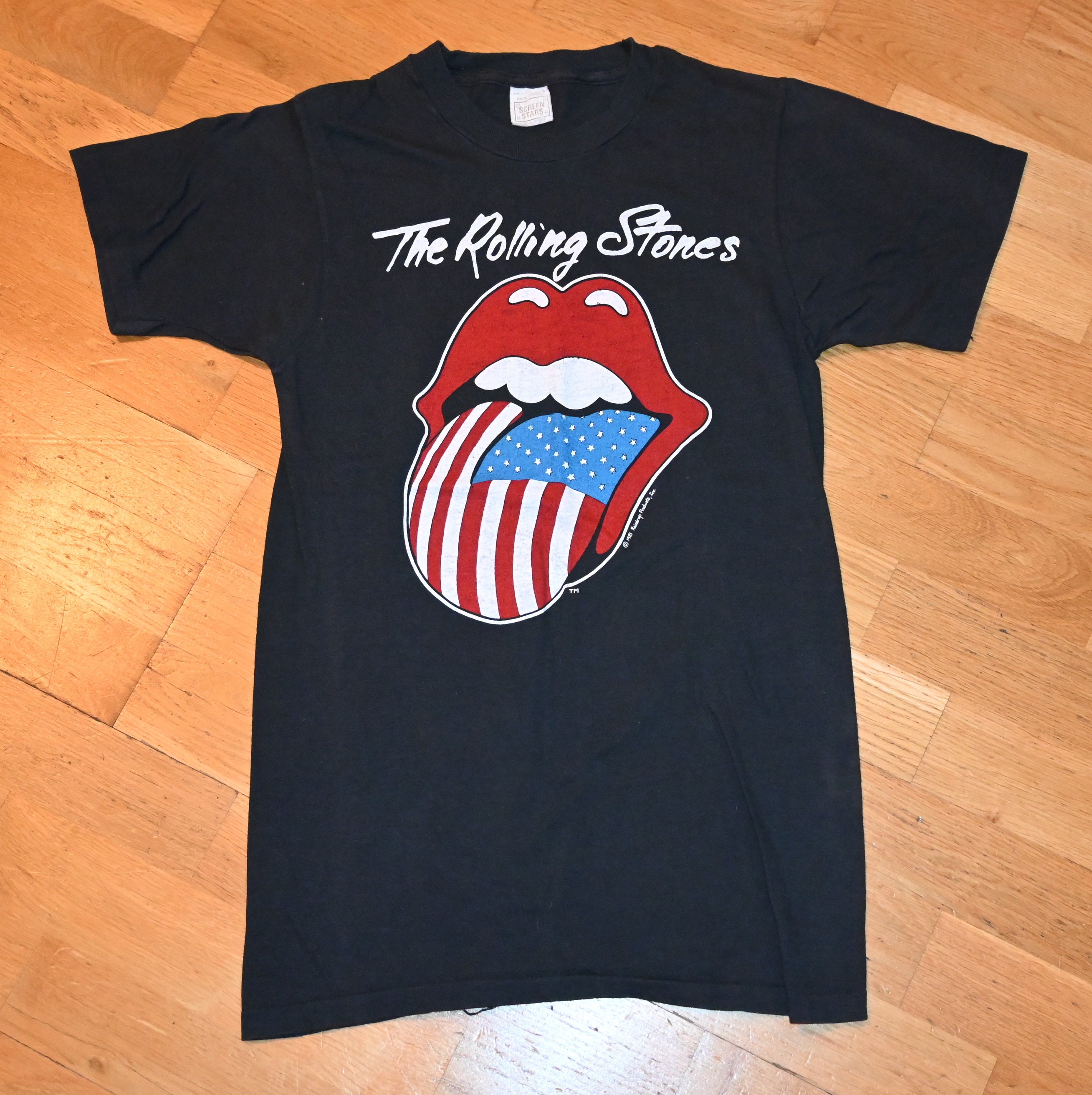 1981 Rolling Stones Tシャツ 3DEmblem USA XL 1981 ROLLING STONES Vintage Original Rock Concert Usa Tour Tongue