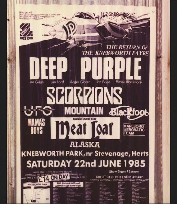 1985 DEEP PURPLE Vintage Original Rare! Knebworth Uk Festival