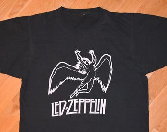 1980's LED ZEPPELIN vintage original Rare Swan Song Records 80's Screen Stars rock band tee t-shirt (M/L) Medium Large Vtg Icarus 70's ZoSo