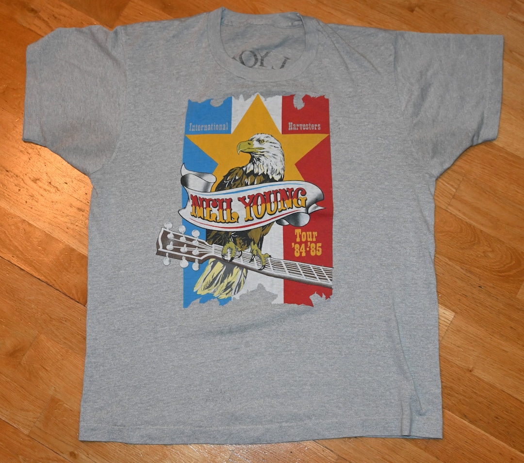 1984-85 NEIL YOUNG Vintage Rare 80's Tour Original Concert Tee Grunge ...